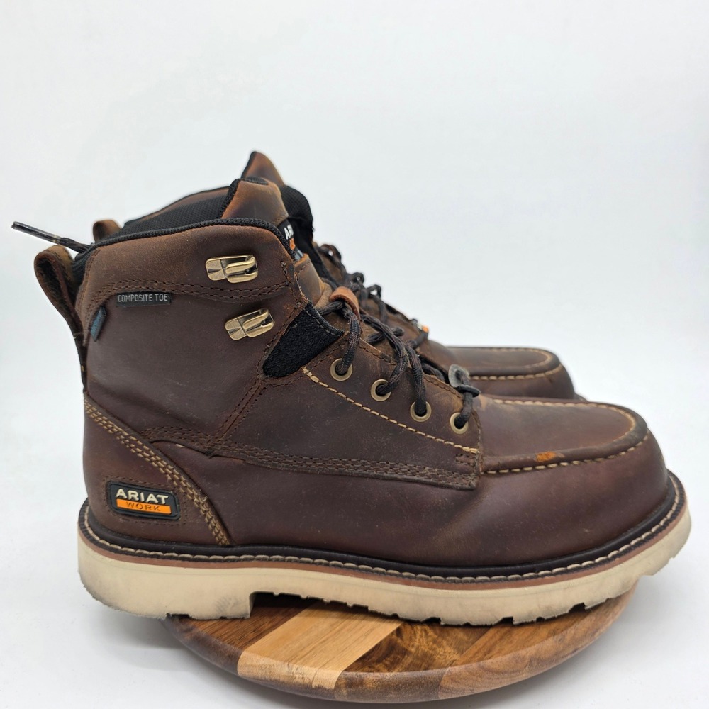 Ariat Rebar Wedge Composite Toe Waterproof Work Boots Mens 9.5 EE Brown 10046876 - Picture 3 of 12